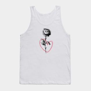 Tattoo  Rose Flower with Red Heart Tank Top